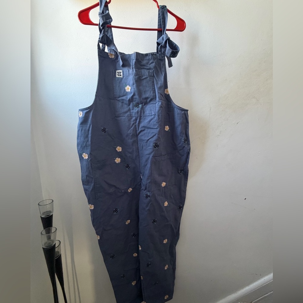 Lucy&Yak blue embroidered with flowers Dungarees siz16uk us 12